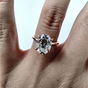 3 Ct Oval Moissanite 10k Rose Gold Solitaire Engagement Ring for Women Size 5